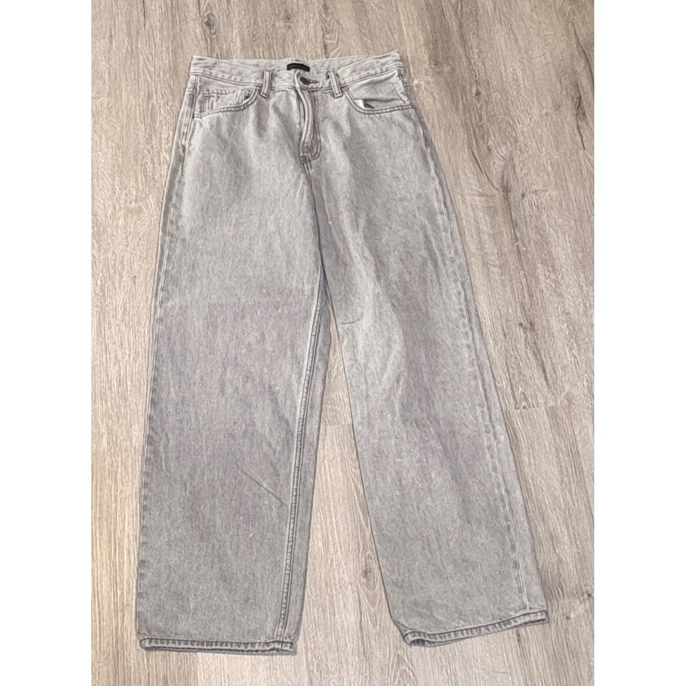 Uniqlo Baggy Jeansโ Light Gray Wide Leg High Rise Denim 29 Womens
